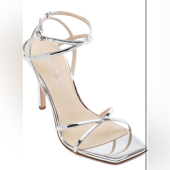 Strappy High Stiletto Heels, Ankle Strap Heeled Sandals  Square Open Toe Heels - Picture 3 of 7